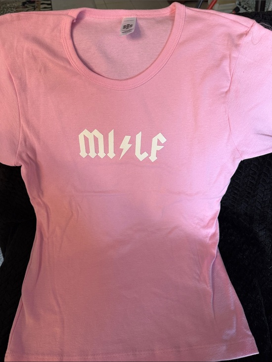 American Apparel Tops - American Apparel Pink Graphic Crew Tee with White Lightning Logo